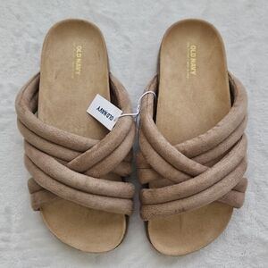 NWT Old Navy Puff Footbed Sandal Girls size 2Y Taupe Tan Brown